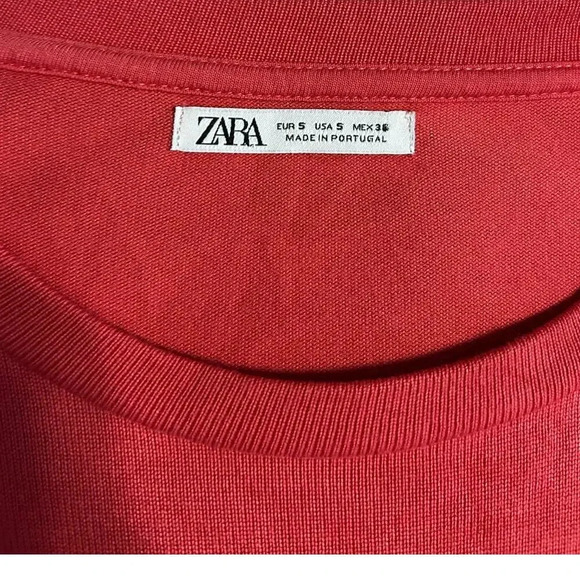Zara Short-Sleeved Sweater Size Small Lightweight Red Pink Layering Piece - Picture 3 of 5